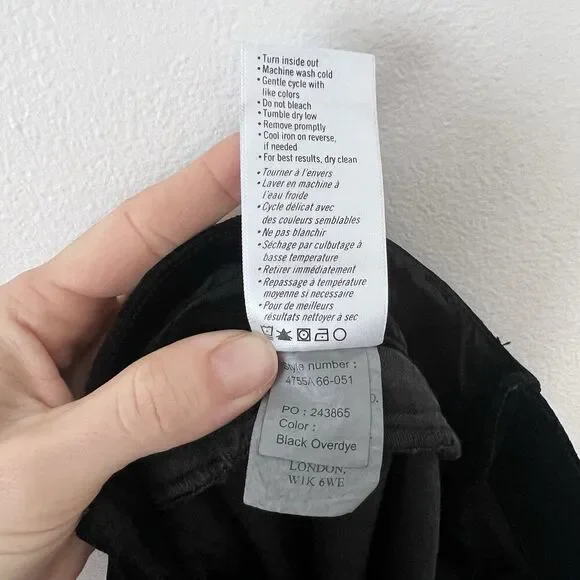 PAIGE Lou Lou Velvet Flare Pants Black Overdye Size 27 - Picture 9 of 9